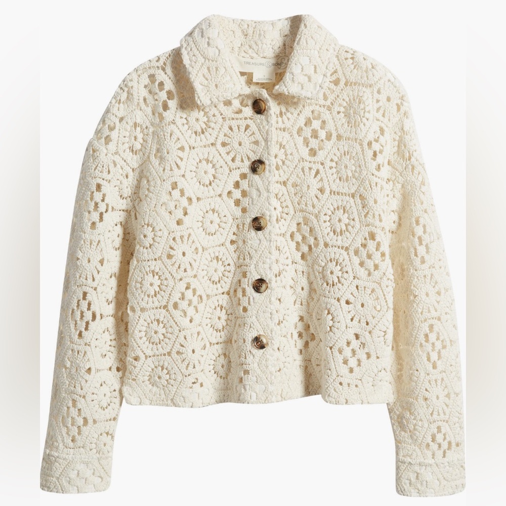 NWT ❤️ Treasure & Bond Cotton Blend Crochet Schaket - MSRP $109